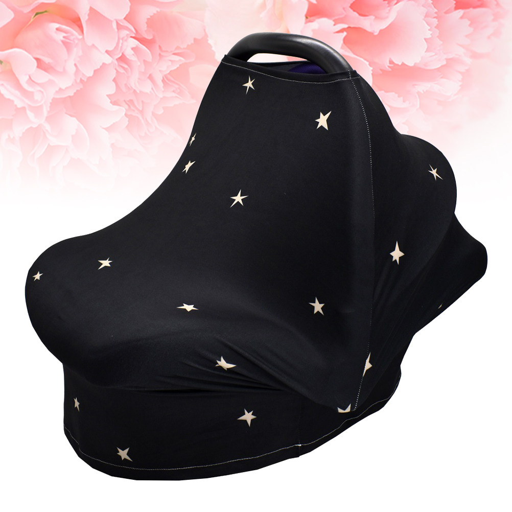 Infant Car Seat Cover - 星空柄の授乳用カバー。ベビーカーやチャイルドシートでの使用に最適。通気性の良い生地を使用し、旅行や買い物に便利。