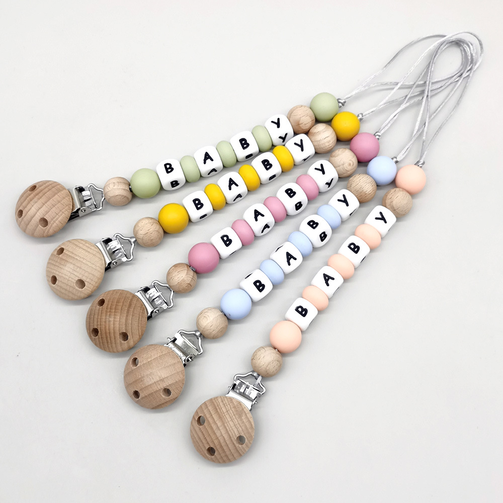 Baby Products Name - カスタムネームおしゃぶりクリップチェーンシリコンビーズおしゃぶりクリップホルダーおしゃぶりチェーンベビー歯固めおもちゃ噛むおもちゃギフトBPAフリー