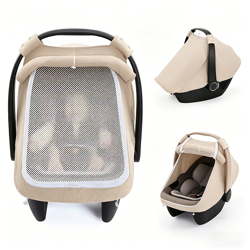 Infant Car Seat Cover - 赤ちゃん用カーシートカバー、夏用ベビーカーシートカバー（男の子・女の子用）、通気性のある窓付き軽量幼児用カーシートキャノピー
