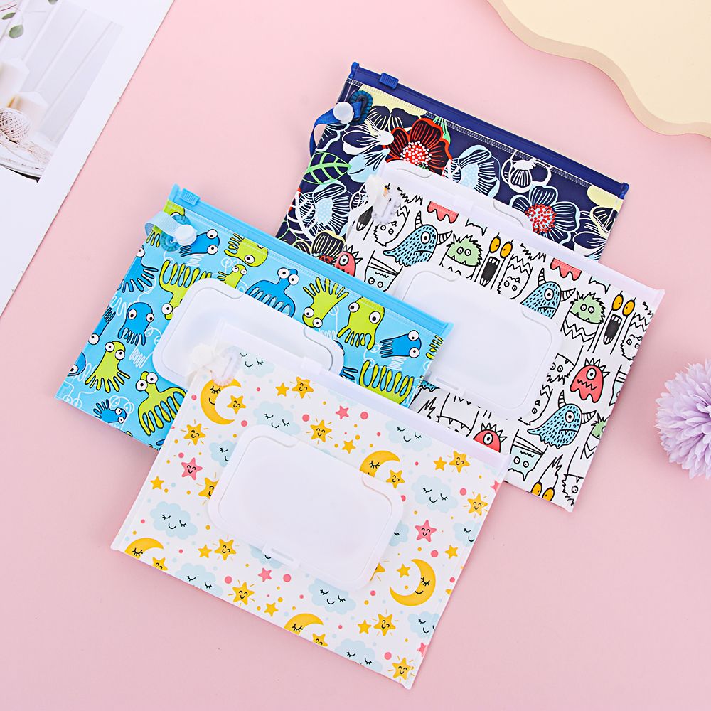 Baby Products Carry Bag - ポータブルフリップカバーウェットティッシュバッグ化粧ポーチスナップストラップティッシュボックスベビーカーアクセサリーキャリングケースベビー用品