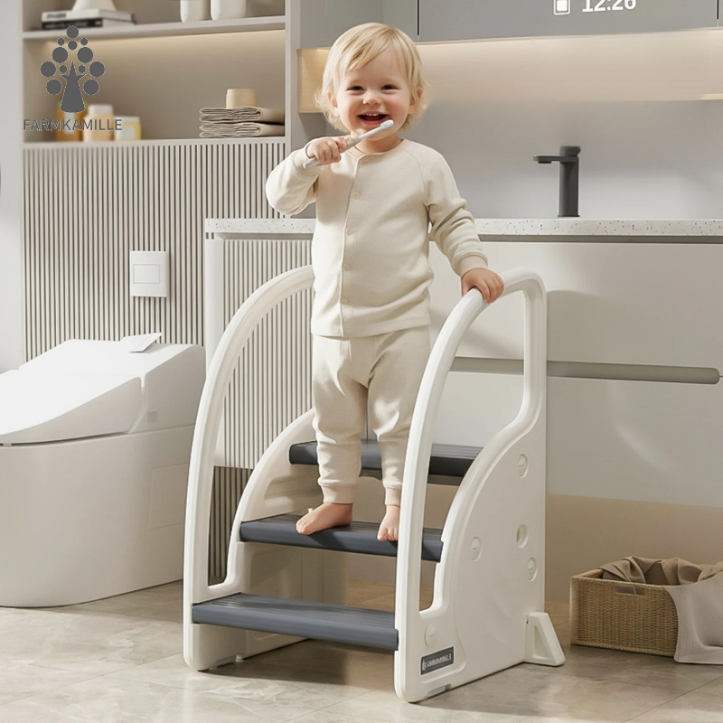 Toddler Learning Tower - ‌ 調節可能な幼児用ステップスツール - 滑り止めバスルームフットスツール、トイレトレーニングステップ、洗濯＆トイレ補助、滑り止めベース
