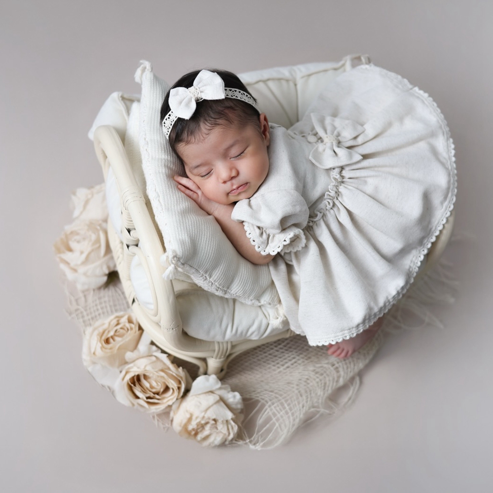 新生児写真撮影用小道具女の赤ちゃん服レースバックボウロンパー - Baby Products Website のレビューと価格