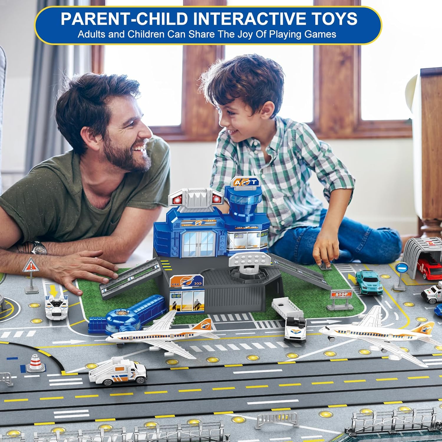 子供用空港シーンおもちゃセット、車、ヘリコプター、飛行機、タ - Toddler Learning Tower のレビューと価格