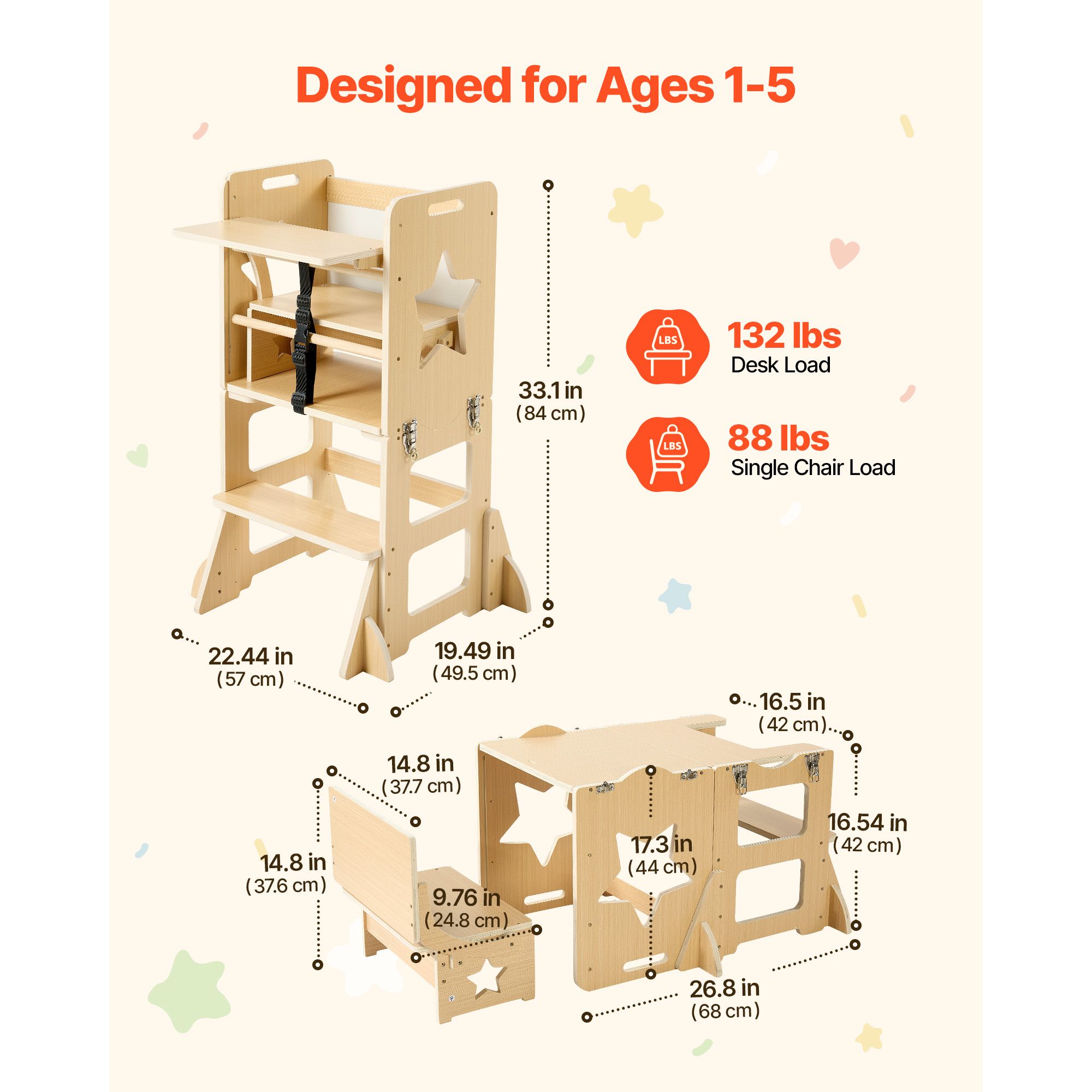 幼児用タワー、木製、6 in 1 キッチンステップスツール（ - Toddler Learning Tower のレビューと価格