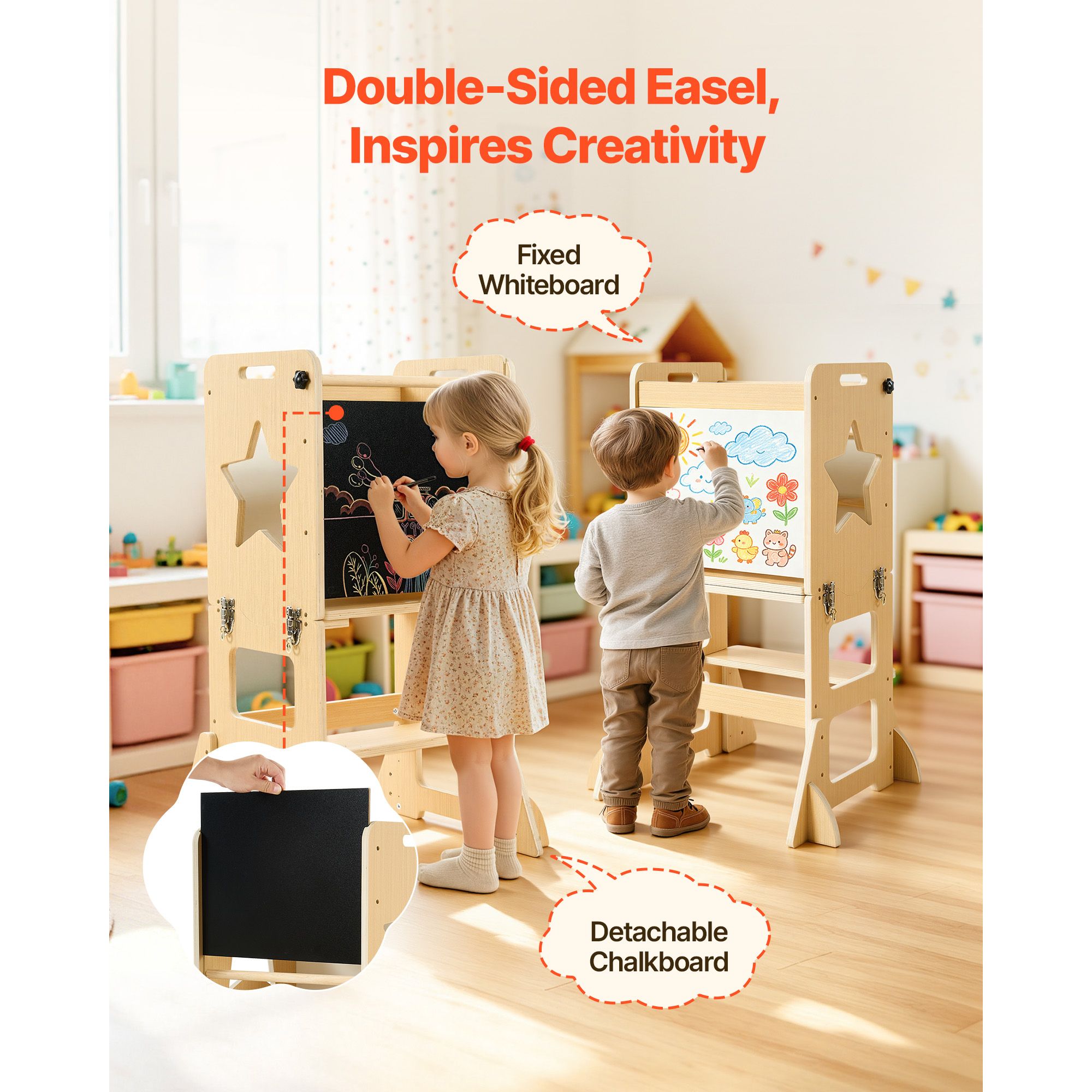 幼児用タワー、木製、6 in 1 キッチンステップスツール（ - Toddler Learning Tower のレビューと価格
