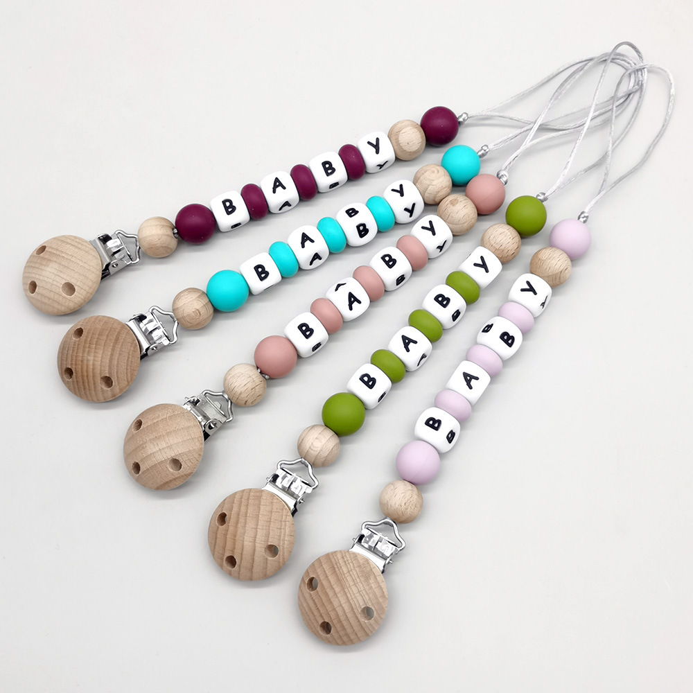 カスタムネームおしゃぶりクリップチェーンシリコンビーズおしゃ - Baby Products Name のレビューと価格
