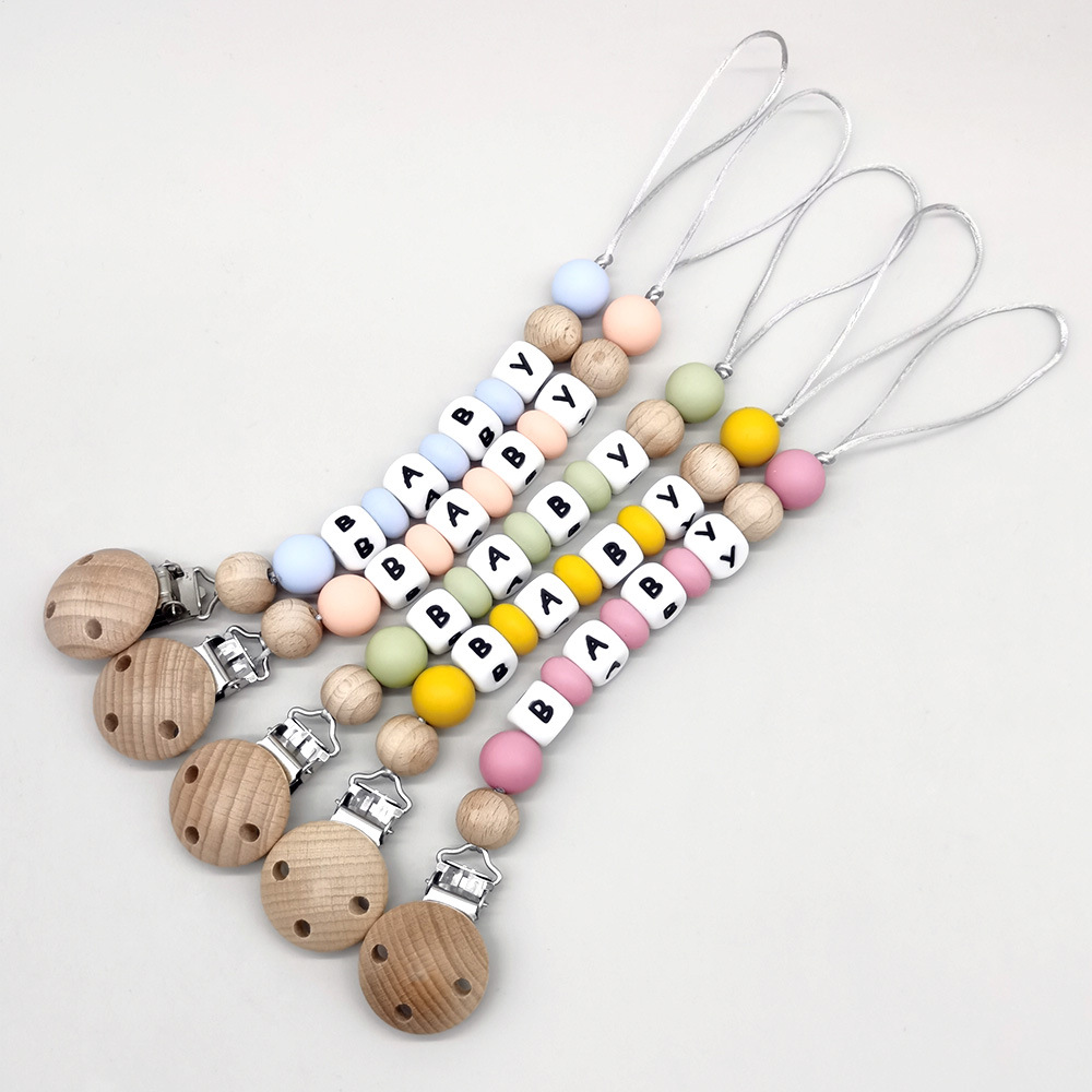 カスタムネームおしゃぶりクリップチェーンシリコンビーズおしゃ - Baby Products Name のレビューと価格