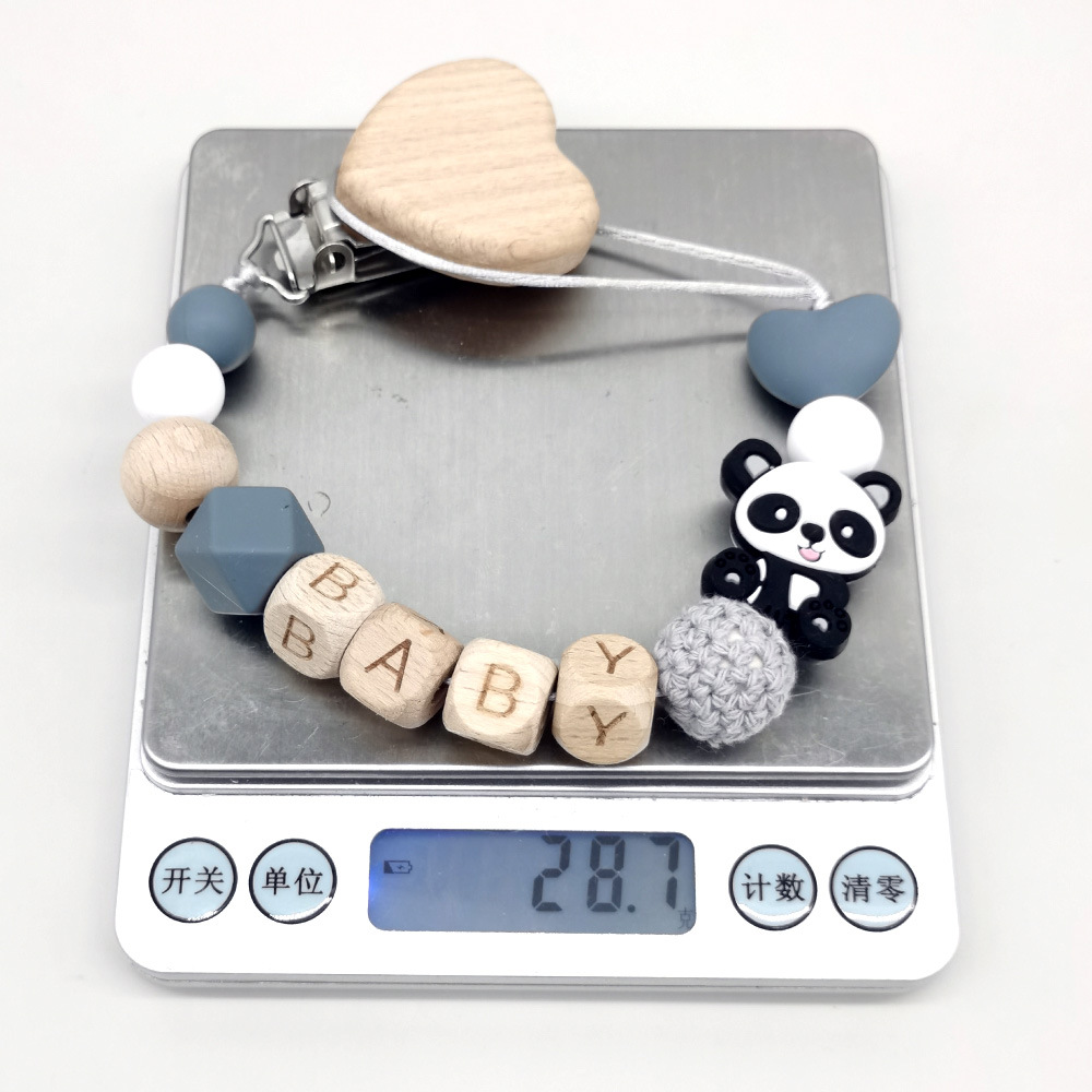 木製パーソナライズされたベビーおしゃぶりチェーン BPA フ - Baby Products Name のレビューと価格