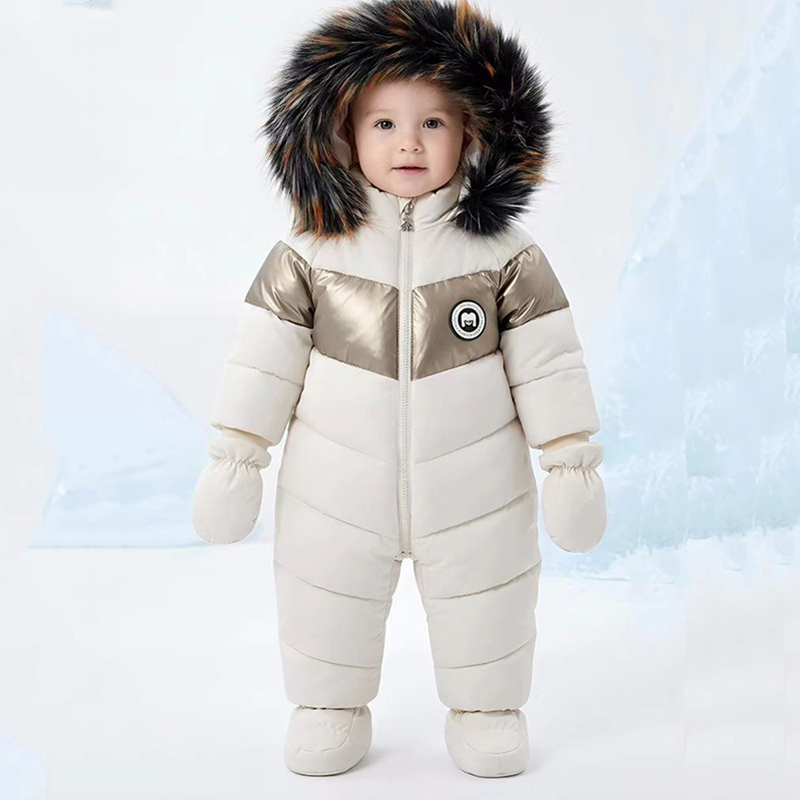 冬新生児ロンパース手袋付き暖かい厚みのある女の赤ちゃん服フー - Baby Products Website のレビューと価格
